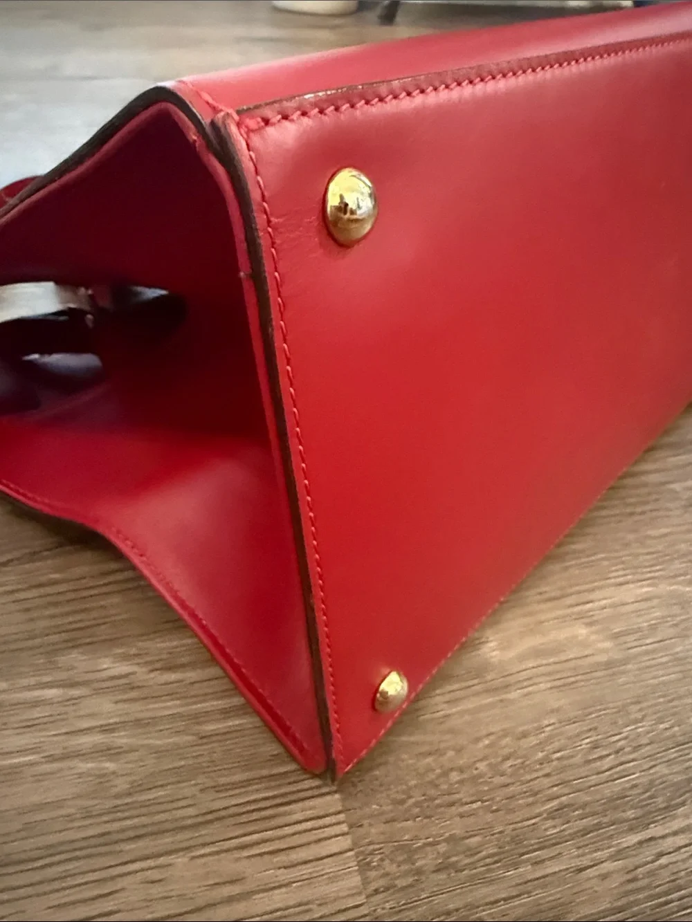 Vittoria Napoli Red Leather Tote Handbag Classic Structured Carryall with strap